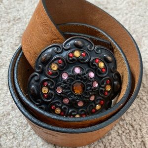 Olga Santini small Italian‎ leather embellish belt